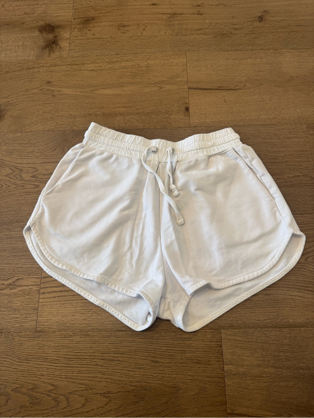 Women’s White Athletic Drawstring Shorts